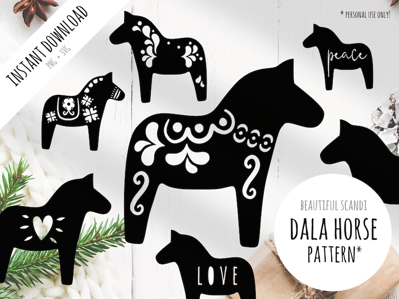 DALA HORSE Print, Plotter and Laser Cut File (.svg +