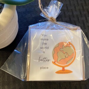 Mini 3” CARD Pack-“You Make The World a Better Place” Homemade Cards + Mini  Envelopes Pack