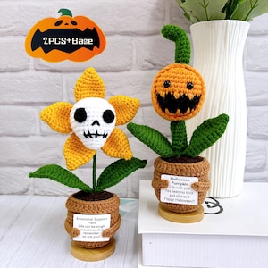 Handmade Crochet Halloween pumpkin/Ghost,Gifts For Plant Lovers,Halloween Decorations,Emotional Support Crochet,Happy Halloween,Gift For Her