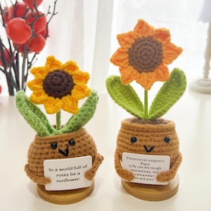 Handmade Crochet Sunflowers Desk Decor,Crochet Potted Plant,Emotional Support Plant,Mother&#39;s Day Gift,Gift for Mom,Birthday gift,Flower Gift