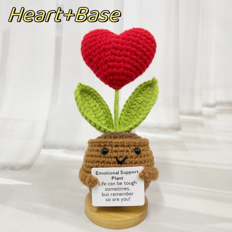 Handmade crochet sunflower/heart potted plant, Cute crochet potted plant as a Mother's Day gift for him, mental health gift, rooting for you image 6