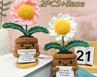 Gehäkelte Gänseblümchen, Topfpflanze, Abschlussgeschenk, Geschenk für Mutter, Abschlussfeiergeschenk, positive Gänseblümchen, emotionale Unterstützung, emotionale Stützpflanze