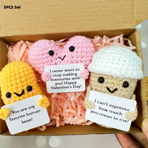 Adorable Handmade Crochet Coffee Bean/Coffee Cup /Pink Heart,Mother&#39;s Day gift,Anniversary Gift,Love Gift For Her/Him,Cute Gift for Mom/Wife