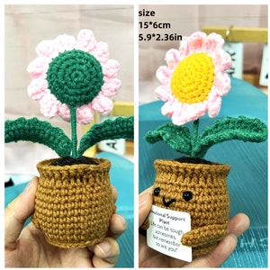 Marguerites au crochet, plante en pot, cadeau de fête des mères, cadeau pour maman, cadeau de remise des diplômes, marguerites positives, soutien émotionnel image 10