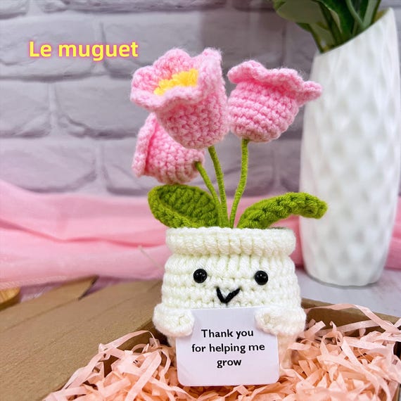 Cute 4PCS Pink Flower Plant,crochet Sunflower,crochet Forget Me