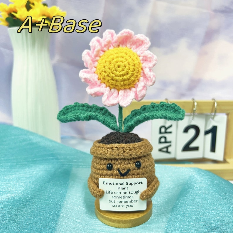 Marguerites au crochet, plante en pot, cadeau de fête des mères, cadeau pour maman, cadeau de remise des diplômes, marguerites positives, soutien émotionnel image 7