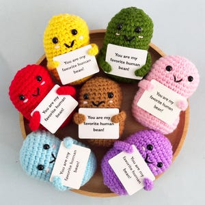 Adorable Crochet Coffee Bean,Various Color,You Are My Favorite Human Bean,Mother&#39;s Day Gifts,Love Gift for Her/Him,Emotional Support Gift