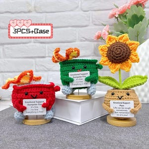 Emotionale Unterstützung Dumpster Fire / Pflanzen Geschenkset, häkeln Dumpster Fire, Häkelblumen, Danke Geschenk, Thanksgiving-Geschenk, nachdenkliche Geschenkidee