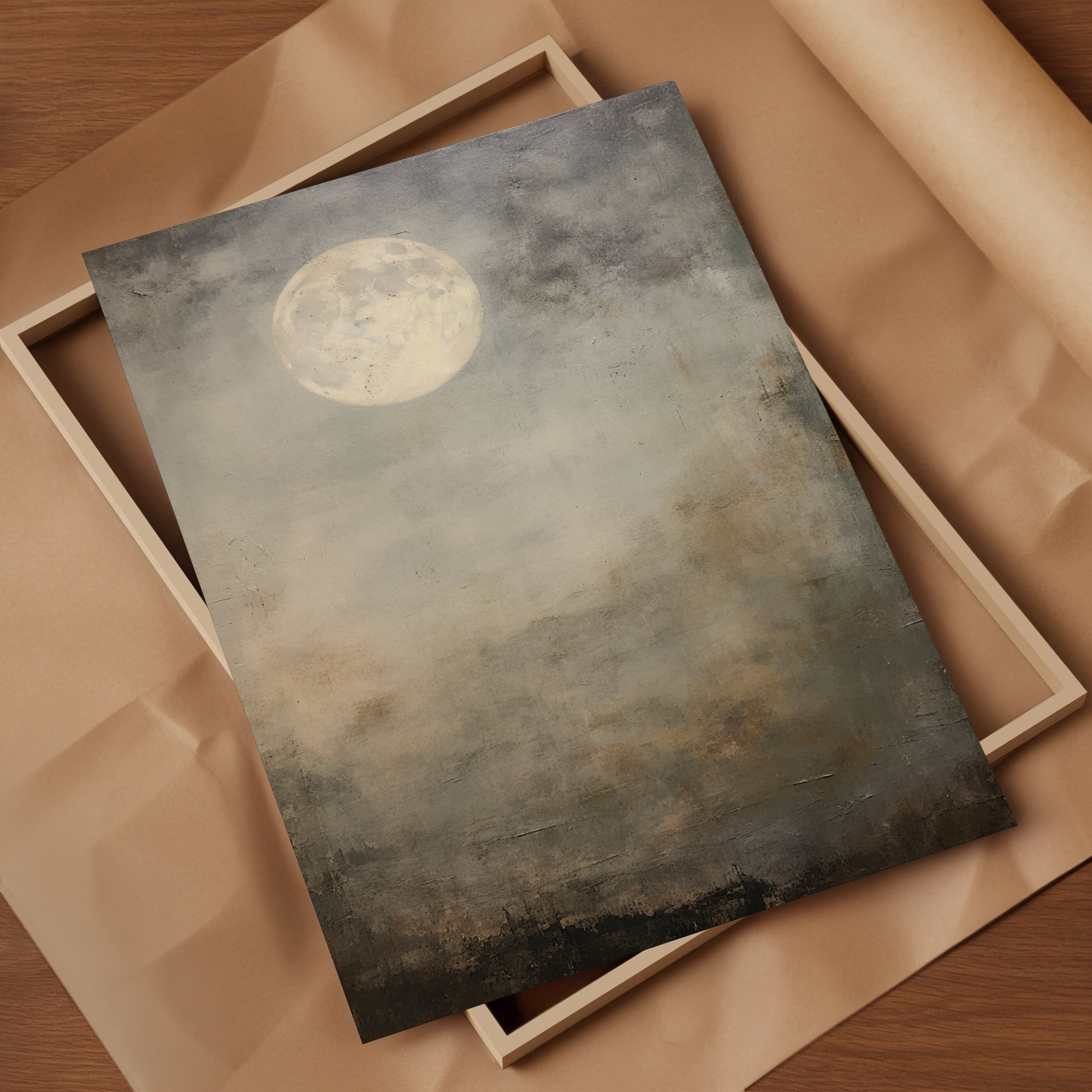 Moon Wall Art Print Neutral Earthy Art Japandi Decor Minimalist Art