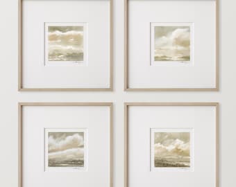 Printable Set of 4 - Art Prints 8x8 inches Mini Art Printable Abstract Landscape Paintings inches digital download Watercolor Print