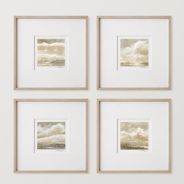 Printable Set of 4 - Art Prints 8x8 inches Mini Art Printable Abstract Landscape Paintings inches digital download Watercolor Print