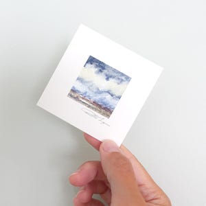 Melody - Tiny Original Watercolors Hand Painted 3x3 mini watercolor original painting small art tiny paintings landscape clouds 3 inch