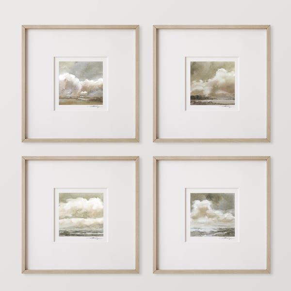 Printable Set of 4 - Art Prints 8x8 inches Mini Art Printable Abstract Landscape Paintings inches digital download Watercolor Print Neutral