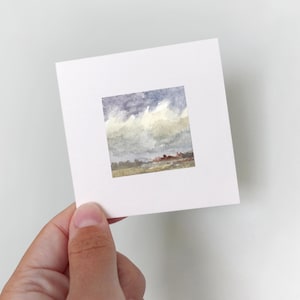 Wander - Tiny Original Watercolors Hand Painted 3x3 mini watercolor original painting small art tiny paintings landscape clouds 3 inch