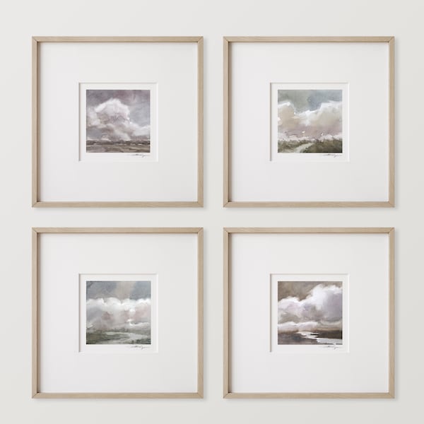 Printable Set of 4 - Art Prints 8x8 inches Mini Art Printable Abstract Landscape Paintings inches digital download Watercolor Print