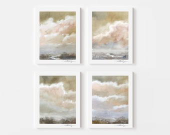 Printable Set of 4 - 8x10 Art Prints Mini Art Printable Abstract Landscape Paintings digital download Watercolor Print Neutral Art