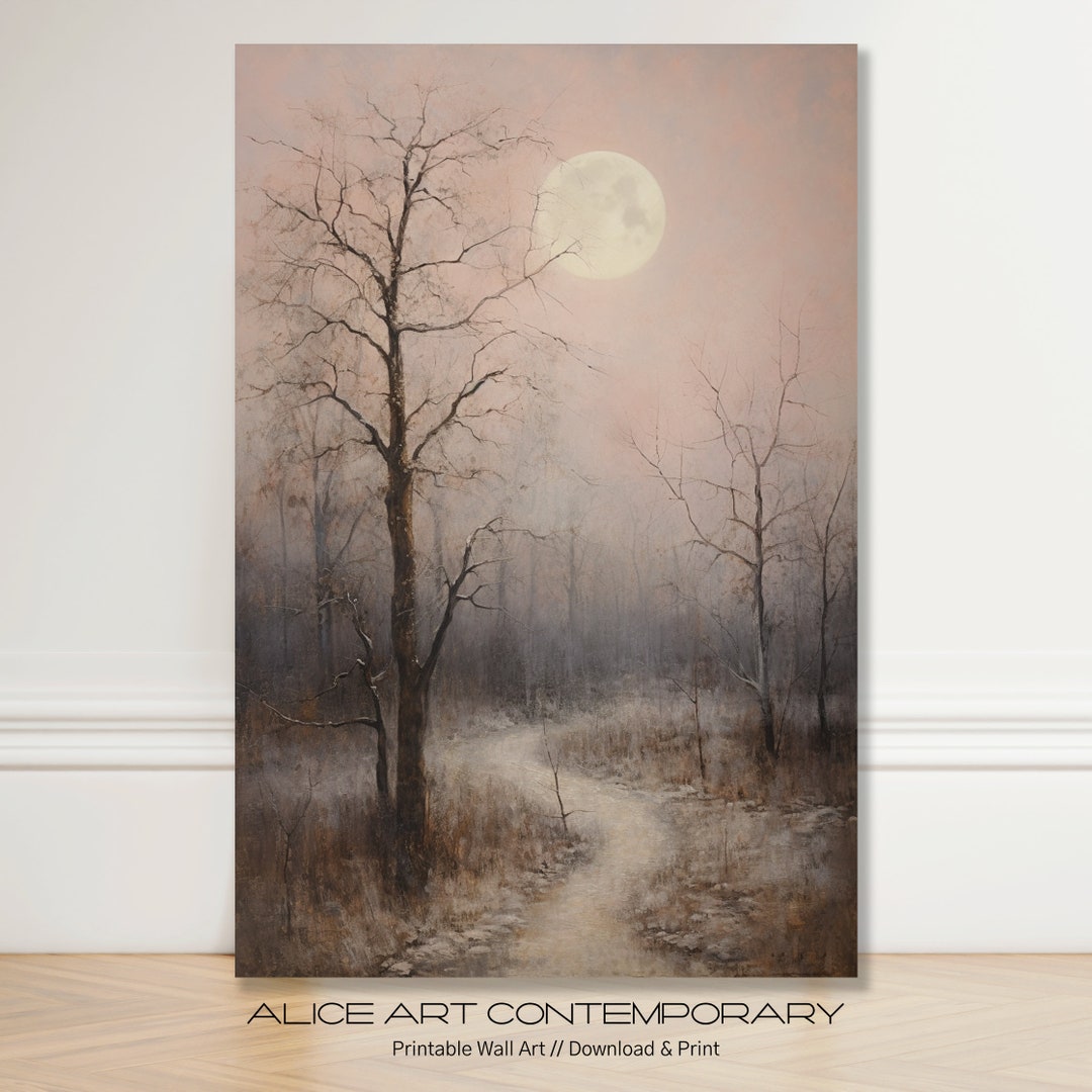 Moon Wall Art Print Neutral Earthy Art Japandi Decor Minimalist Art
