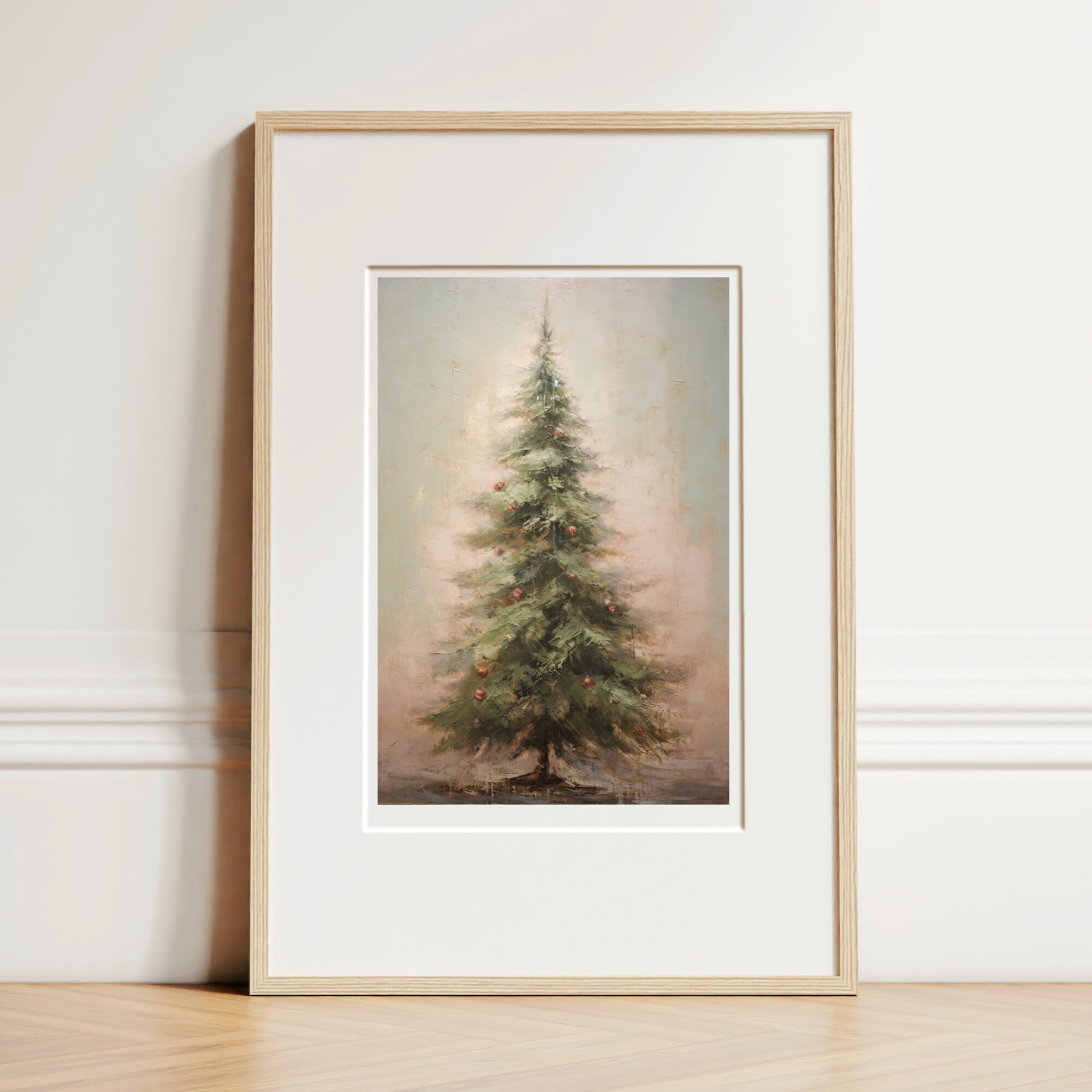 Christmas Tree Art, Christmas Decor Printable Wall Art, Muted Neutral ...