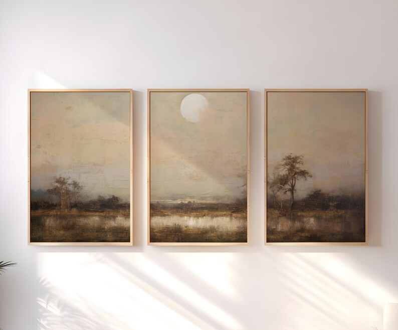 Moon Wall Art Print Neutral Earthy Art Japandi Decor Etsy