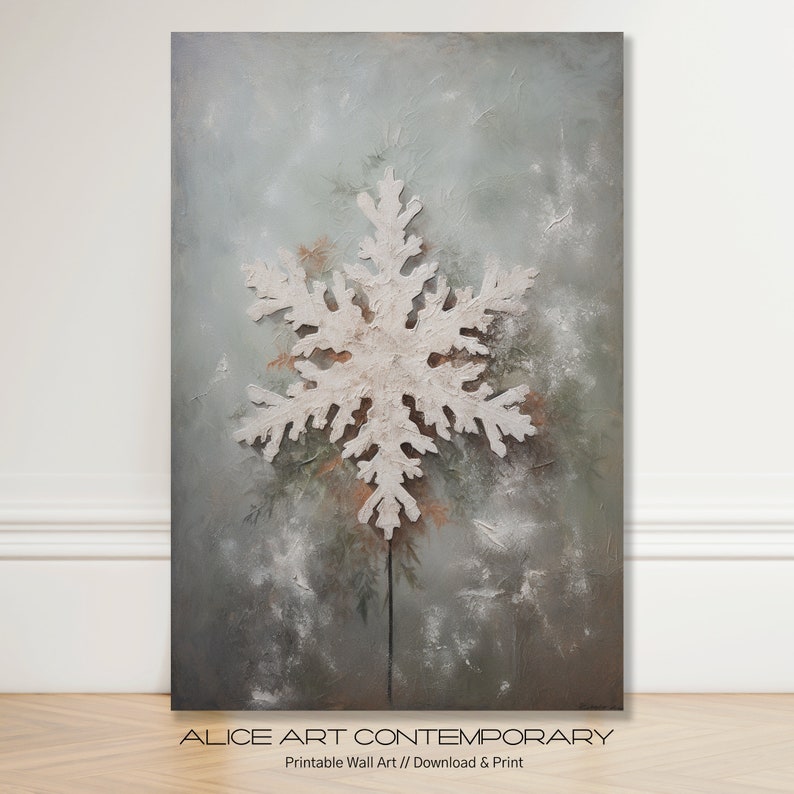 Snowflake Art Printable Art Decor Wall Art Snowflake Decor Living Room