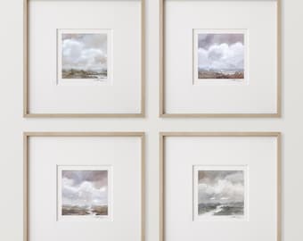 Printable Set of 4 - Art Prints 8x8 inches Mini Art Printable Abstract Landscape Paintings inches digital download Watercolor Print