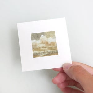 Sienna - Tiny Original Watercolors 3 x 3&quot; Watercolor Painting Abstract Cloud Landscape Minimalist Nature Art Print Modern Neutral Wall Décor