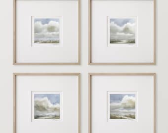 Printable Set of 4 - Art Prints 8x8 inches Mini Art Printable Abstract Landscape Paintings digital download Watercolor Print Light Blue Art