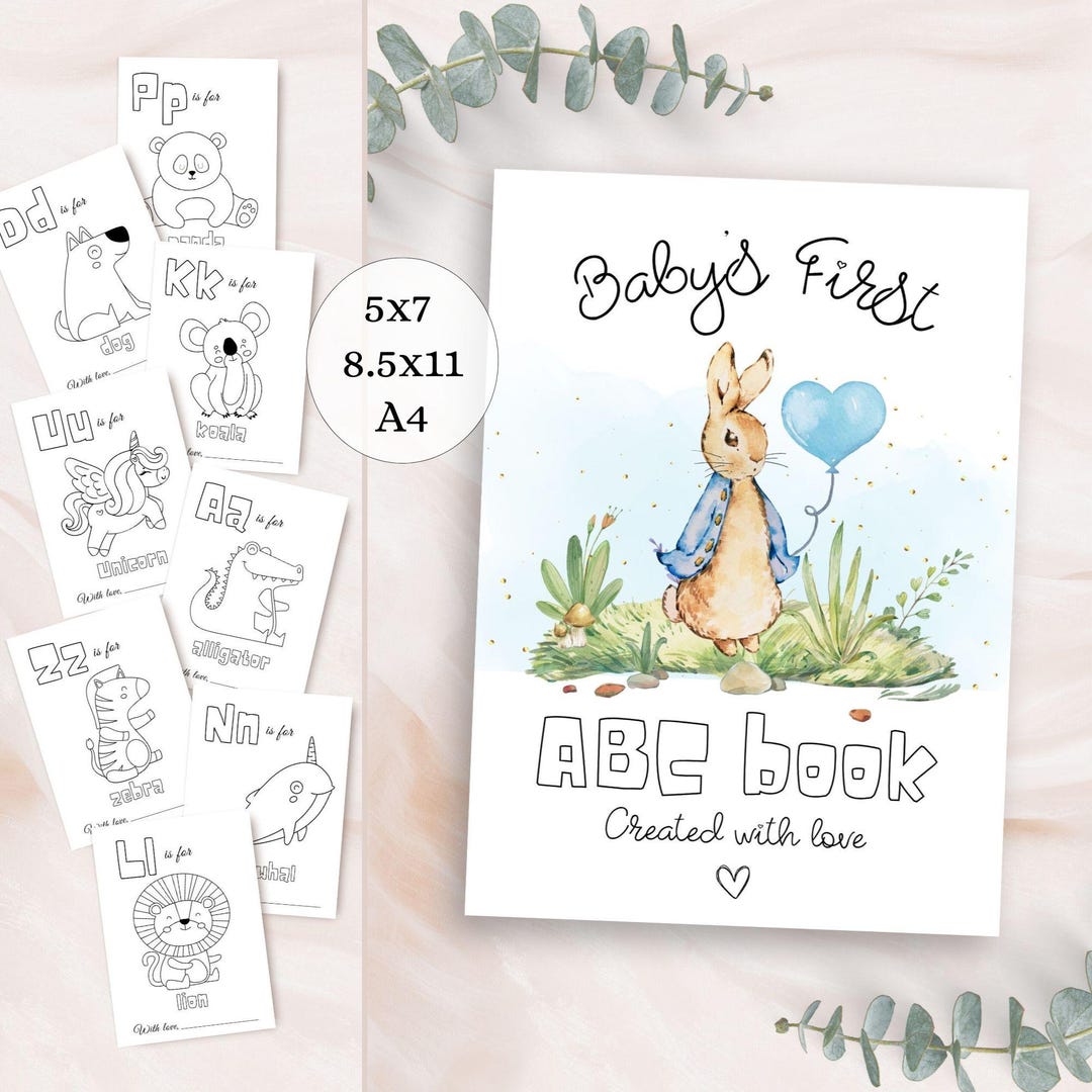Editable ABC Coloring Book Peter Rabbit Baby Shower Activity ...