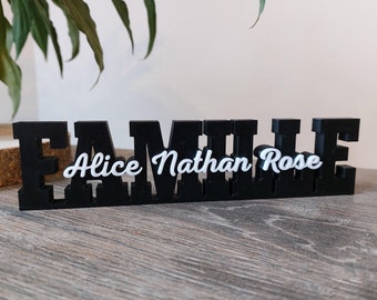 FAMILY word to personalize - Decorative letters - Home decoration - 3D printing