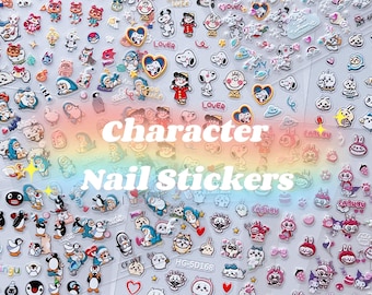 Cute Kawaii Nail Stickers 3D Deco | Animal Crossing Sylvanian Families Labubu Pingu Snoopy Chiikawa Kuromi Miffy Jelly Cat Totoro Kaonashi
