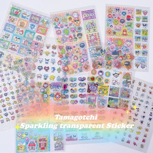 Pegatina transparente brillante de Tamagotchi / Pegatina transparente de Tama, regalo decorativo