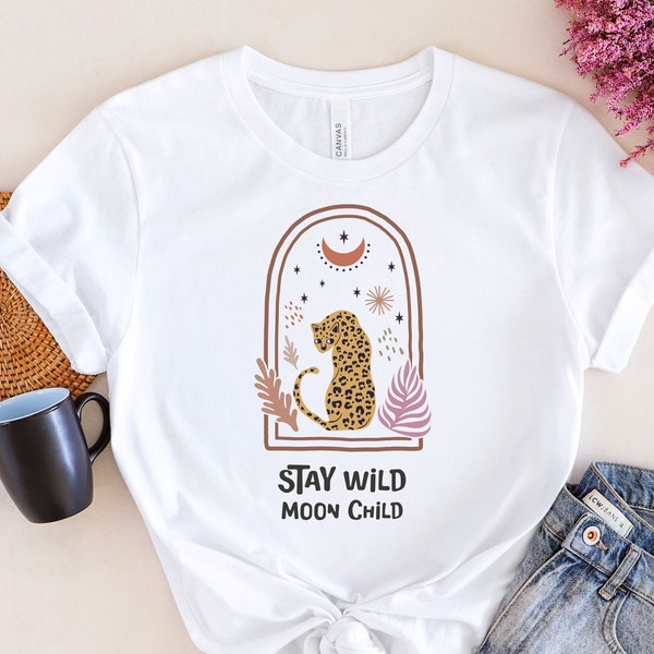 Stay Wild Moon Child Shirt, Gifts for Friends, Unisex , Statement Tee, Boho Tee, Gift for Wanderer, Free Spirit T-shirt, Adventure Apparel