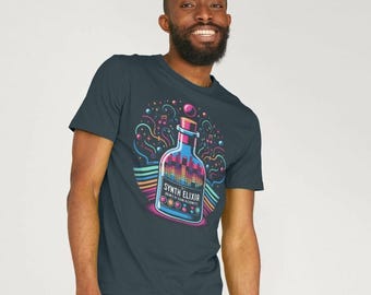 Synth Elixir - 100% bawełniana koszulka syntetyczna z organicznym nadrukiem