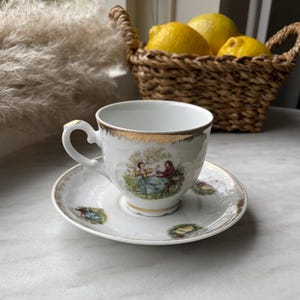 Vintage German J.Kronester Bavaria Antique Ceramic Cup Saucer - Mother&#39;s Day Gifts for Grandma for Collectors for Easter