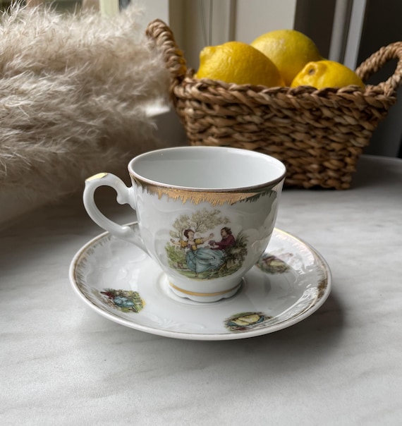 Vintage Bavaria Tea Cup and Saucer: Rococo Gold