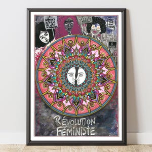 Stampa artistica mandala, stampa artistica, illustrazione, arte murale - Rivoluzione femminista, edizione limitata, firmata, su carta ecologica