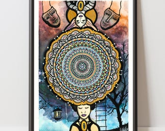 Tirage d'art mandala, impression d’art, art mural, Illustration fait main, Affiche déco murale – Édition limitée  numérotée et signée