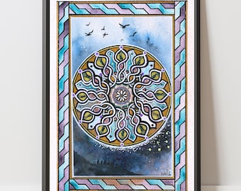 Tirage d'art mandala, impression d’art, art mural, Illustration fait main, Affiche déco murale – Édition limitée  numérotée et signée