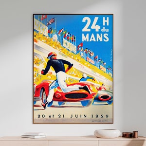 Vintage Racing France Le Man: 1959 Grand Prix Motor Racing Poster, Digital Download Wallart