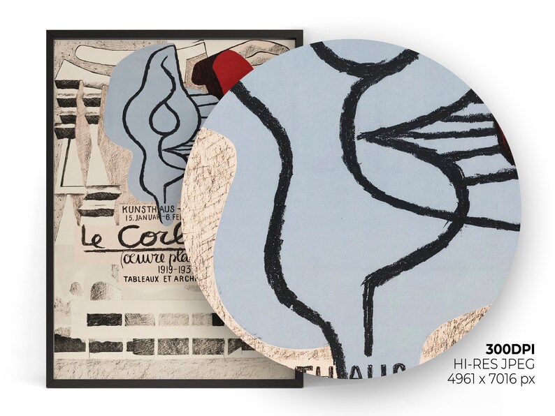 Abstract Art Print Digital Download - Vintage Exhibition Le Corbusier Oeuvre Plastique 1919-1937 Poster for Museum-Worthy Wall Art image 10