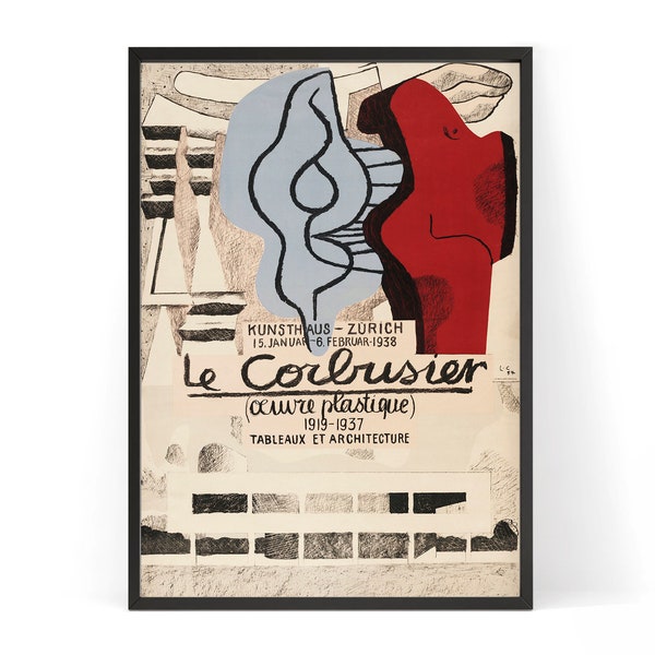 Abstract Art Print Digital Download - Vintage Exhibition Le Corbusier Oeuvre Plastique 1919-1937 Poster for Museum-Worthy Wall Art