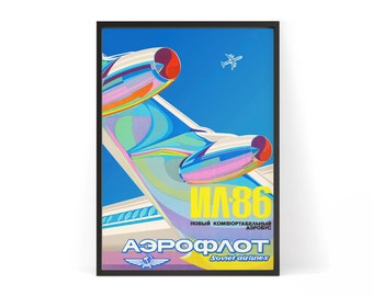 Vintage Travel USSR 1950s Poster - Retro Aeroflot Airline Print - Digital Download Travel Art