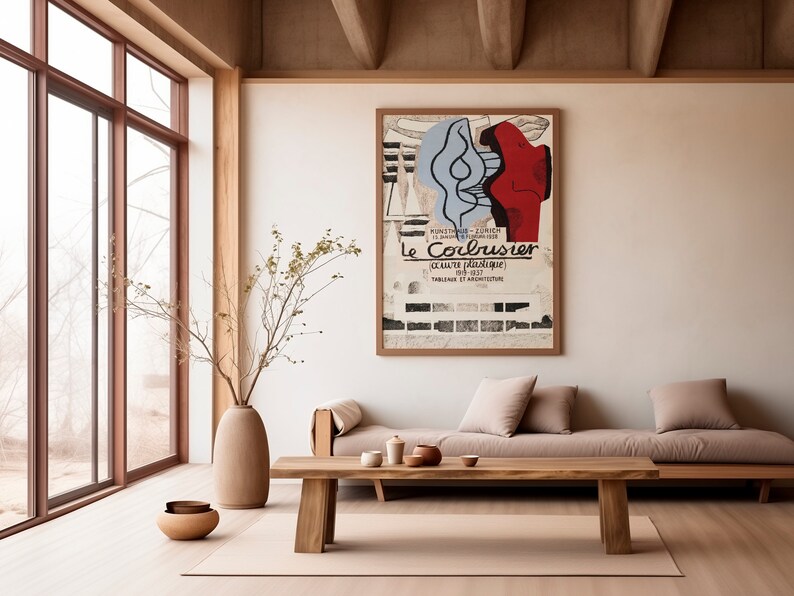 Abstract Art Print Digital Download - Vintage Exhibition Le Corbusier Oeuvre Plastique 1919-1937 Poster for Museum-Worthy Wall Art image 2