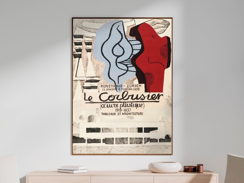 Abstract Art Print Digital Download - Vintage Exhibition Le Corbusier Oeuvre Plastique 1919-1937 Poster for Museum-Worthy Wall Art image 3