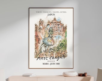 Vintage Affiche Marc Chagall L&#39;Opera 1974 Japanese Poster - Retro Wall Art, Digital Download Art Print