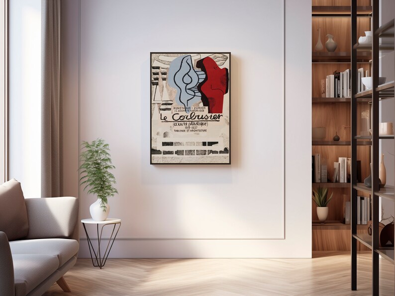 Abstract Art Print Digital Download - Vintage Exhibition Le Corbusier Oeuvre Plastique 1919-1937 Poster for Museum-Worthy Wall Art image 1