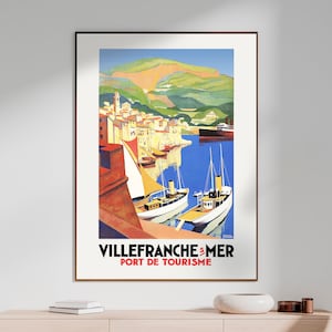 Vintage Travel France Nice port Villefranche sur Mer 1920s Poster - Digital Download for a touch of French charm