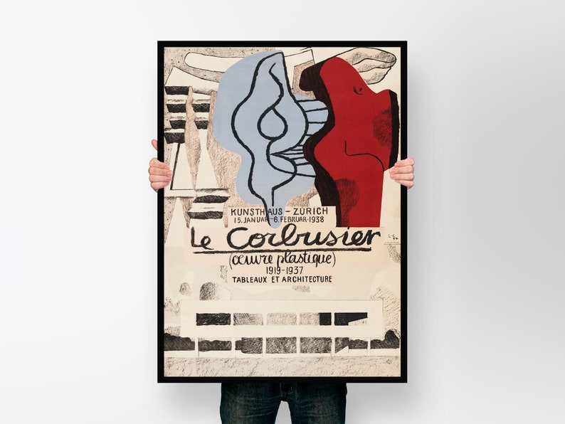 Abstract Art Print Digital Download - Vintage Exhibition Le Corbusier Oeuvre Plastique 1919-1937 Poster for Museum-Worthy Wall Art image 8