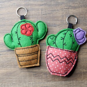 Llavero cactus en fieltro, complementos para bolsos y mochilas, adornos, adornos en tela, etiquetas para mochilas