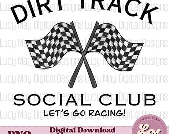 Dirt Track Social Club PNG: Design da corsa con bandiera a scacchi (download digitale)